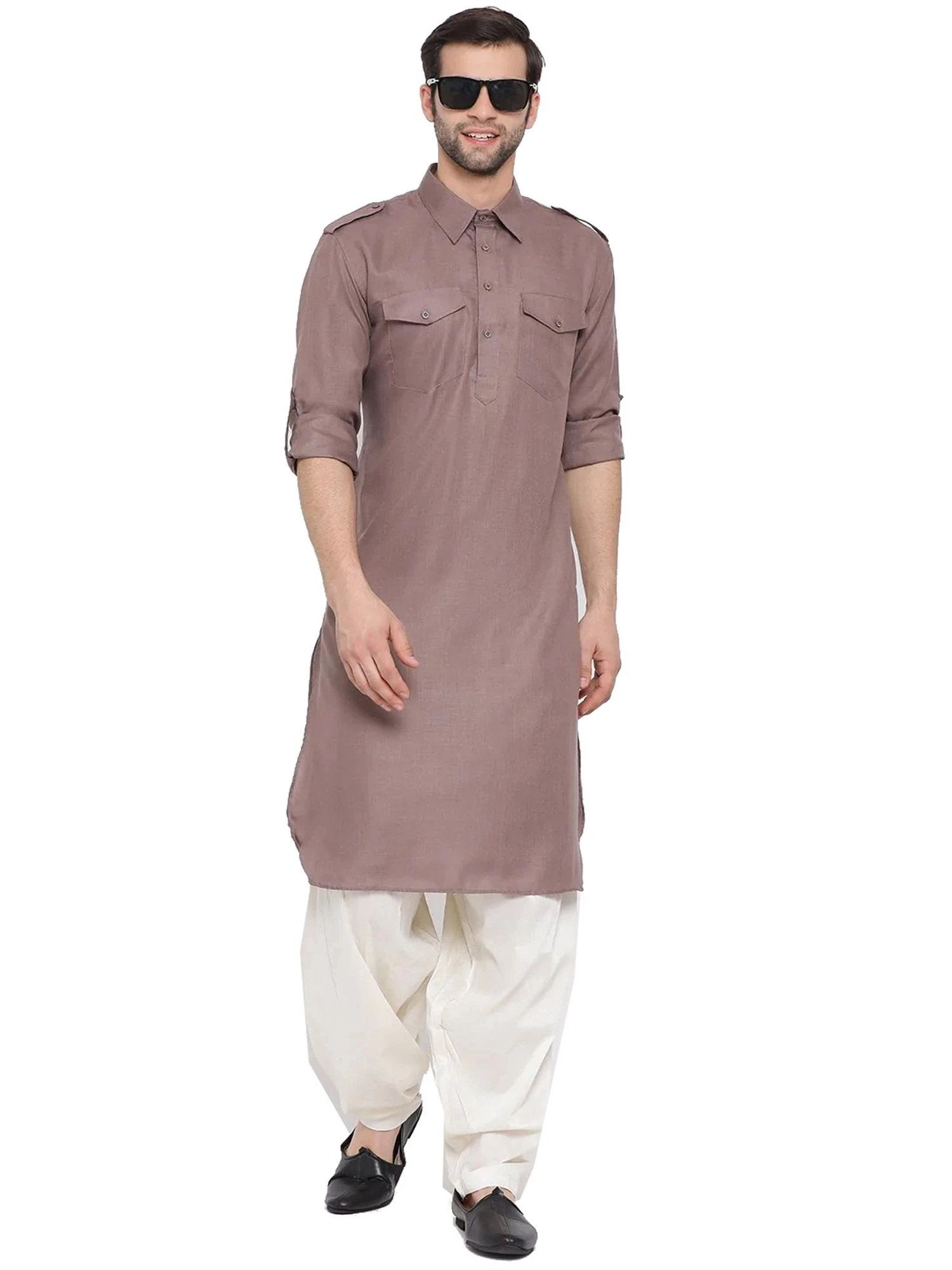 Brown Readymade Kurta With Pathani Salwar 2 Brown Readymade Kurta With Pathani Salwar
