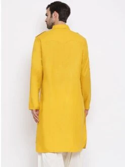 Yellow Festive Pathani Kurta Pyjama In Cotton -Riwaayat Store p1046mw10 2