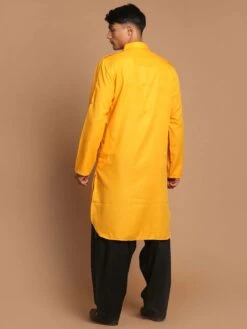 Yellow Cotton Readymade Kurta With Pathani Salwar -Riwaayat Store p1046mw11 2