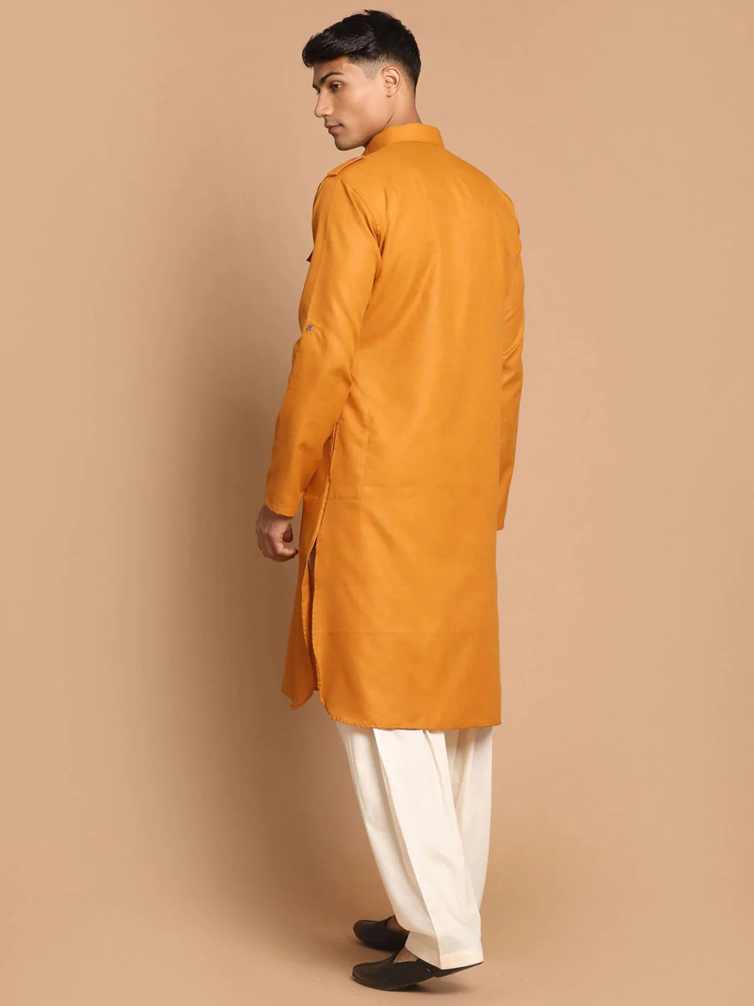 Yellow Readymade Cotton Kurta With Pathani Salwar 5 Yellow Readymade Cotton Kurta With Pathani Salwar - Image 3