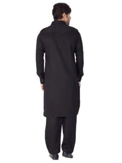 Black Readymade Pathani Style Kurta Pajama -Riwaayat Store p1047mw01 2
