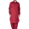 Red Festive Cotton Kurta With Pathani Salwar -Riwaayat Store p1047mw03