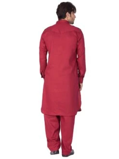 Red Festive Cotton Kurta With Pathani Salwar -Riwaayat Store p1047mw03 2