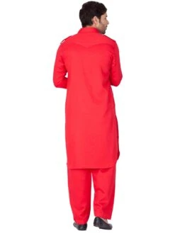 Red Redaymade Pathani Suit In Cotton Wear -Riwaayat Store p1047mw04 2