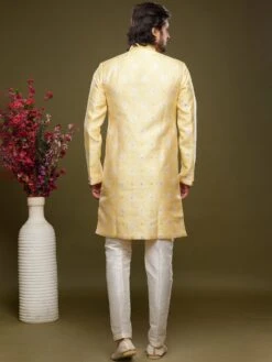Yellow Wedding Wear Woven Indo Western For Men -Riwaayat Store p1049mw01 2
