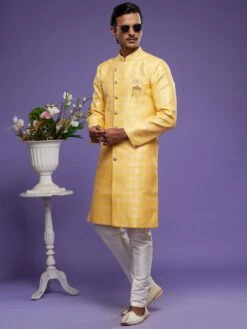 Yellow Wedding Wear Indo Western Set