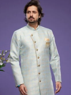 Blue Banarasi Silk Indo Western For Men -Riwaayat Store p1049mw11 1