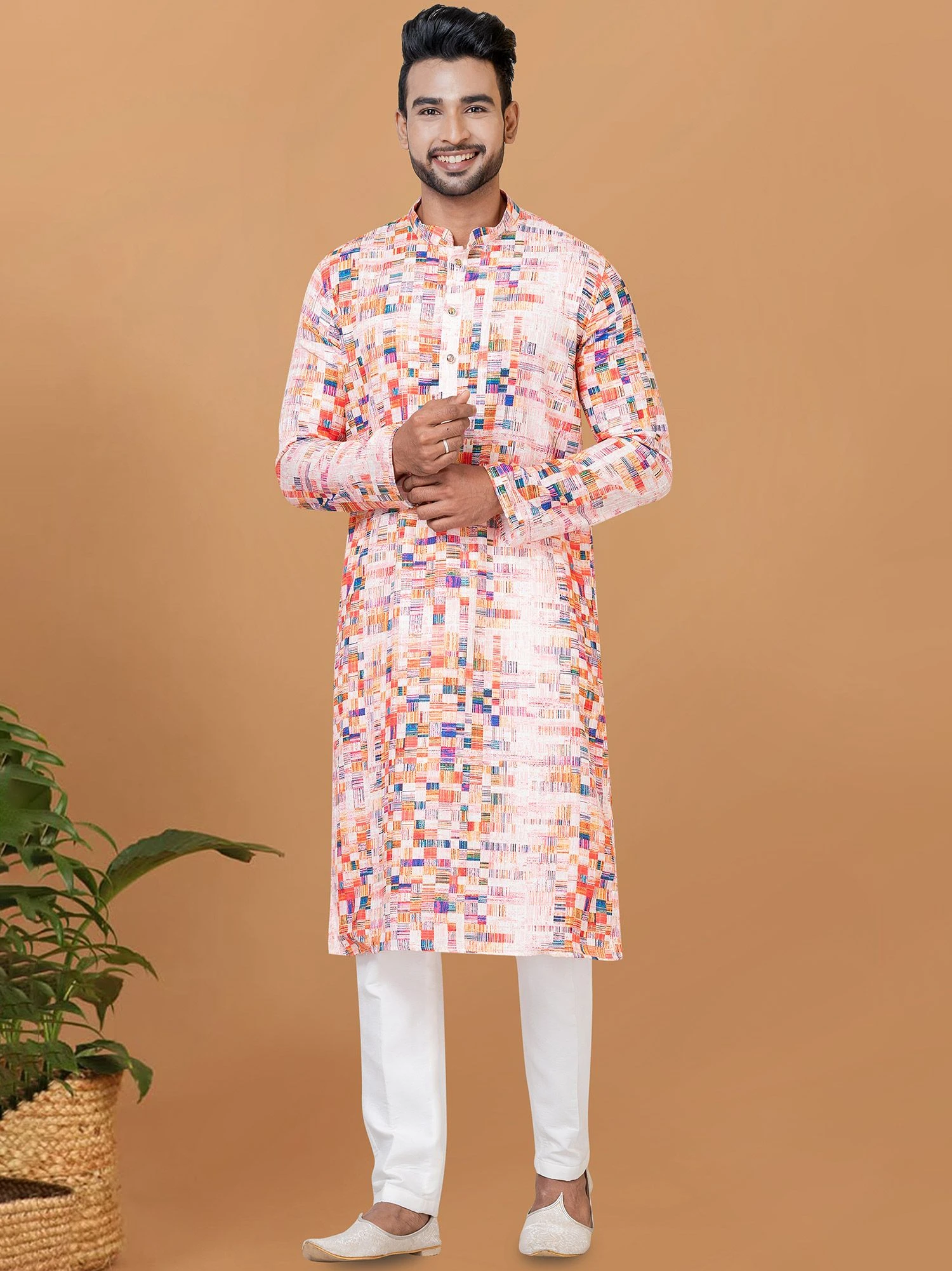 Multicolor Festive Kurta Pajama With Digital Prints 3 Multicolor Festive Kurta Pajama With Digital Prints