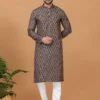 Black Festive Kurta Pyjama With Prints