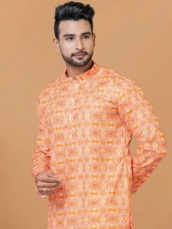 Orange Printed Festive Kurta Pyjama 5 Orange Printed Festive Kurta Pyjama -Riwaayat Store p1050mw05 1 2