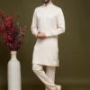 Off White Silk Kurta Pyjama With Full Sleeves -Riwaayat Store p1054mw13