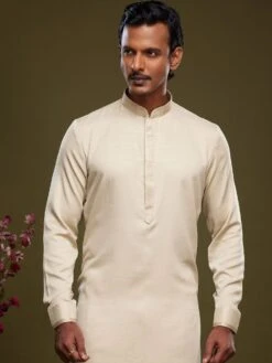 Cream Party Wear Kurta Pajama In Art Silk -Riwaayat Store p1054mw14 1