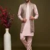 Pink Festive Kurta Pyjama In Banarasi Silk -Riwaayat Store p1055mw07