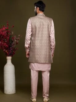 Pink Festive Kurta Pyjama In Banarasi Silk -Riwaayat Store p1055mw07 2