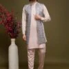 Pink Party Wear Silk Kurta Pajama With Jacket -Riwaayat Store p1055mw09