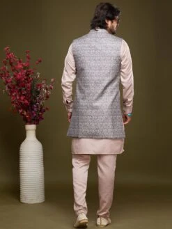 Pink Party Wear Silk Kurta Pajama With Jacket 7 Pink Party Wear Silk Kurta Pajama With Jacket -Riwaayat Store p1055mw09 2
