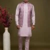 Purple Festive Silk Kurta Pyjama With Jacket -Riwaayat Store p1055mw15