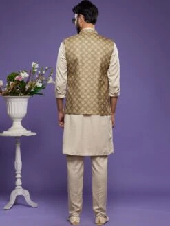 Beige Festive Kurta Pyjama With Printed Jacket 7 Beige Festive Kurta Pyjama With Printed Jacket -Riwaayat Store p1055mw18 2