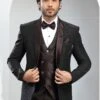 Deep Brown Italian Jute Textured Mens Tuxedo -Riwaayat Store p1058mw11 1