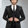 Black Embroidered Mens Three Piece Suit -Riwaayat Store p1058mw14 1