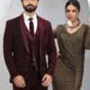Maroon Beads Displayed Three Piece Suit -Riwaayat Store p1058mw17 1