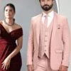 Wedding Peach Mens Suit With Waistcoat -Riwaayat Store p1058mw24 1