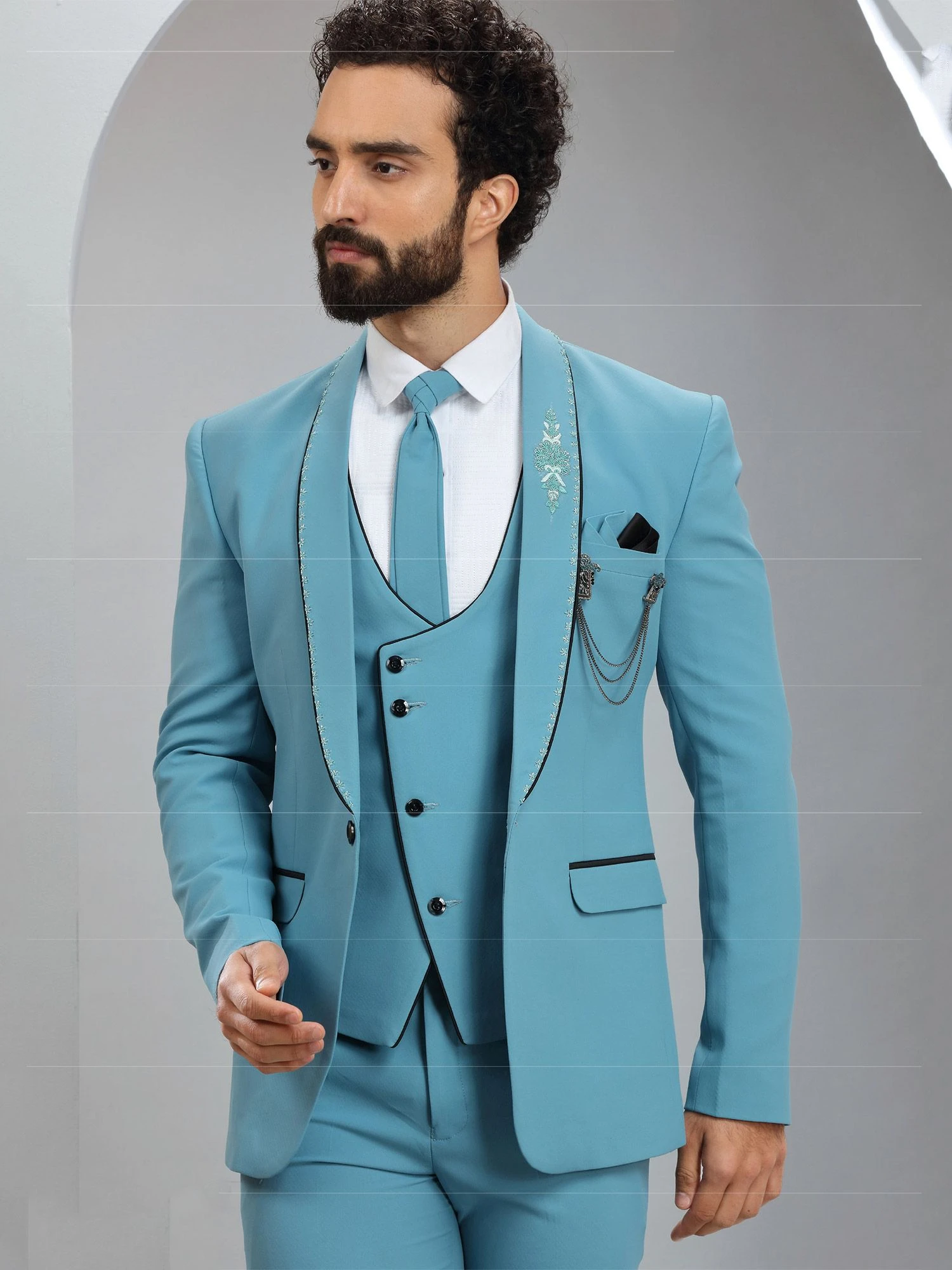 Light Blue Imported Mens Suit In Cutdana Work 3 Light Blue Imported Mens Suit In Cutdana Work