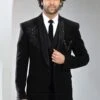 Black Cocktail Mens Suit With Waist Coat