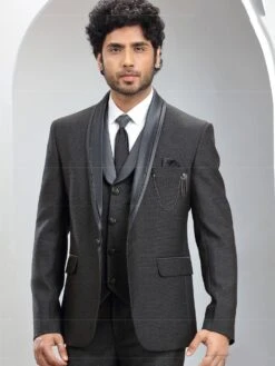 Grey Italian Jute Textured Mens Party Wear Suit -Riwaayat Store p1058mw39 2