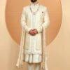 Cream Mens Sherwani With Anarkali Kurta