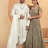 White Anrakali Styled Embroiderd Grooms Sherwani -Riwaayat Store p1059mw18 2