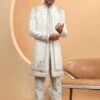 White Jacketed Style Mens Sherwani In Jacquard -Riwaayat Store p1059mw47 2