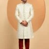 Cream Ravishing Hand Embroidered Silk Sherwani -Riwaayat Store p1059mw52 2