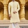 Yellow Mens Sherwani With Thread Embroidery -Riwaayat Store p1060mw11