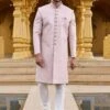 Pink Stone Work Sherwani For Mens In Silk -Riwaayat Store p1060mw14