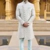 Blue Asymmetric Pattern Sherwani For Mens -Riwaayat Store p1060mw16