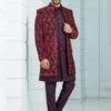 Maroon Floral Embroidered Mens IndoWestern -Riwaayat Store p1061mw05