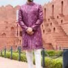 Pink Hand Embroidered Silk Mens Indowestern -Riwaayat Store p1062mw04