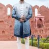 Blue Shaded Embroidered Mens Indo Western -Riwaayat Store p1062mw09