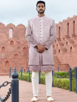 Pink IndoWestern Silk Sherwani For Mens
