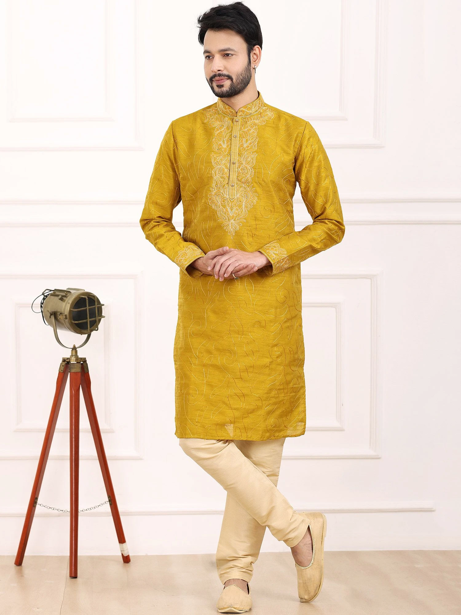 Yellow Readymade Kurta With Churidaar 3 Yellow Readymade Kurta With Churidaar
