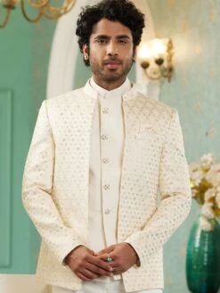 Cream Color Jacketed Style Jodhpuri Suit -Riwaayat Store p1065mw01 1 4