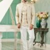 Beige Mens Jacket Style Jodhpuri Suit