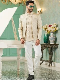 Beige Mens Jacket Style Jodhpuri Suit -Riwaayat Store p1065mw03 4