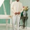 Cream Festive Bandhgala Suit With Jacket -Riwaayat Store p1065mw06 3