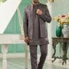 Grey Mens Jodhpuri Suit With Embroidered Jacket -Riwaayat Store p1065mw08 3