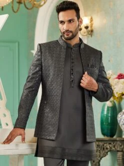 Black Party Wear Jacket Style Jodhpuri Suit -Riwaayat Store p1065mw09 1 4