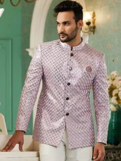 Pink Sequin Decorated Mens Bandhgala Suit -Riwaayat Store p1065mw11 1 4