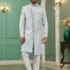 Grey Mens Indo Western In Angrakha Design -Riwaayat Store p1066mw04