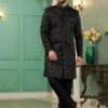Black Indowestern Sherwani In Jacquard -Riwaayat Store p1066mw08